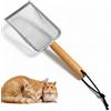 SereneJoy Paletta per lettiera per gatti, in acciaio inox, con manico in legno, setaccio resistente per lettiera agglomerante e pellet, ideale per gatti, conigli e piccoli animali
