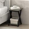 Furinno TIDUR Comodino, comodino con ripiano aperto e gambe a X, comodino con gambe incrociate, tavolino da salotto, tavolino laterale, per camera da letto, soggiorno, Rovere francese