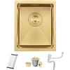 Bokaiya Lavello da Bar Gold, Sottotop 35 x 45 cm, Lavello da Cucina in Acciaio Inox Calibro 16, Una Vasca, Piccolo Camper, Una Vasca con Troppopieno, Griglia Arrotolabile e Sifone