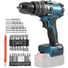 tivekeo Trapano avvitatore da 140 Nm, compatibile con batteria Makita da 18 V (senza batteria), vite a percussione pesante a 2 marce, senza spazzole con dispositivo anti-torsione, set di accessori da 44 pezzi