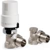 VANCOCO Kit Termostatico a Squadra Completo 1/2 con Valvola Detentore ad Angolo, Raccordo Filettato G1/2 per Termosifoni - Valvola Termostatica Radiatore Bianco con Blocco e Posizione Anti-Gelo