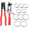 UCFBWO Set di 12 fascette stringitubo in acciaio inox CV con pinza di serraggio e morsetti, attrezzi per manicotti assali, 2 fascette per manicotti assali, 10 morsetti di morsetto, pinza per fascette