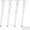 LRYELWA 4 Pezzi Piedini in Metallo per Mobili e Divani,Gambe Regolabili per Tavolo,Piedi di Supporto Conicità Obliqua per Sedia Scrivania Cucina Gabinetto Armadietti,Con Viti (40cm,Bianco)