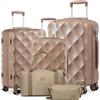 Sea choice Set di Valigie Rigide 5 pezzi ABS Borse da Viaggio Trolley con Lucchetto TSA Bagaglio a mano S+M+L con 4 Ruote a 360° con 1 Borsa da Viaggio e 1 Trousse da Toilette
