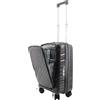 NPLE Bagaglio a Mano con Porta PC, Dark Grey, Polipropilene, S, 4 Ruote Doppie, 55x40x20 cm, 3.1 kg Compatibile Ryanair,Easyjet ITA,Wizz Air