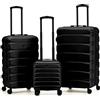 Flight Knight Set di 3 Valigie Rigide ABS per Viaggi e Vacanze Bagaglio a Mano 40 cm Medio e Grande da Stiva Trolley Leggero e Resistente 8 Ruote Spinner con Serratura TSA