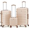 Flight Knight Set di 3 Valigie Rigide ABS per Viaggi e Vacanze Bagaglio a Mano 40 cm Medio e Grande da Stiva Trolley Leggero e Resistente 8 Ruote Spinner con Serratura TSA