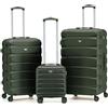 Flight Knight Set di 3 Valigie Rigide ABS per Viaggi e Vacanze Bagaglio a Mano 40 cm Medio e Grande da Stiva Trolley Leggero e Resistente 8 Ruote Spinner con Serratura TSA