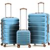 Flight Knight Set di 3 Valigie Rigide ABS per Viaggi e Vacanze Bagaglio a Mano 40 cm Medio e Grande da Stiva Trolley Leggero e Resistente 8 Ruote Spinner con Serratura TSA