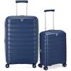 RONCATO B-FLYING Set 2 trolley Medio e Cabina Espandibili 4 Ruote, Rigidi con Chiusura TSA - BLU NOTTE