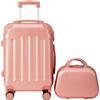LALAHO Set di 3 valigie (M, L, XL), trolley rigido leggero in ABS, robusto e durevole, bagaglio a mano con 4 ruote e paraspigoli, grigio/grigio scuro/blu scuro/oro rosa, oro rosa-2., Kofferset 2tlg