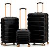 Flight Knight Set di 3 Valigie Rigide ABS per Viaggi e Vacanze Bagaglio a Mano 40 cm Medio e Grande da Stiva Trolley Leggero e Resistente 8 Ruote Spinner con Serratura TSA