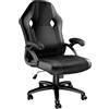 tectake® Sedia da Ufficio Ergonomica, Poltrona Gaming con Altezza Regolabile, Struttura Robusta, Rotazione a 360 Gradi, Meccanismo Basculante, 5 Rotelle Doppie - Nero