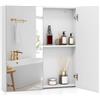 COSTWAY Armadietto da Bagno con Specchio a 2 Ante, Mobiletto da Parete Pensile con Mensola Regolabile, Mobile Bagno Sospeso con Specchiera 65 x 62 x 11 cm (Bianco)
