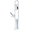 Bakali Home Portarotolo con Portascopino per Bagno in Metallo con Spazzolone 20 x 80 cm di Altezza, Colore Bianco, Accessori da Bagno, Asta piantana da Terra
