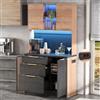 VIVCA 100 x 40 x 180 cm, elegante armadio da cucina, effetto cemento, piano di lavoro nero, illuminazione a LED regolabile, presa a norma europea, adatto per cucine, soggiorno, appartamenti, ecc