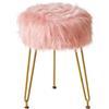 IBUYKE faux pelliccia vanità sgabello sedia, peloso trucco sgabello ottomano, seduta imbottita morbida, sgabelli rotondi poggiapiedi con 4 gambe in metallo, per soggiorno ingresso, rosa LG-32P