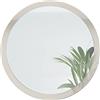 Vladon Specchio Globe 80 cm, Specchio da Parete Rotondo Decorativo per Corridoio e Soggiorno con Cornice in MDF in Grigio Sabbia Lucido