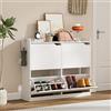 ChromaCasa Scarpiera Portascarpe in Legno con 4 Ante a Ribalte, Capiente Armadio Portascarpe Salvaspazio Slim Porta Scarpe con Maniglia a Incavo per Ingresso Corridoio, 24x106x88cm Bianco