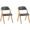 SoBuy Sedia Pieghevole in Legno Set da 2 Poltrona Imbottita da Cucina, Sedie da Interno per Ufficio, Balcone, Giardino - Sedie Pieghevoli Salvaspazio Richiudibili in Faggio, Grigio Scuro FST92-SGx2