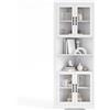 COSTWAY Armadio Angolare 66 x 35 x 171 cm, Mobile Bagno Triangolare Salvaspazio con 4 Ante in Vetro Temperato e Ripiani Regolabil, Mobile Angolare per Soggiorno, Cucina e Sala da Pranzo (Bianco)