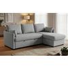 BUDWING Orlando Divano Letto Angolare 4 Posti - Chaise Longue Reversibile con Contenitore - Stile Contemporaneo, Tessuto Tecnico Antimacchia - 221x160,5x88 cm - Grigio Pietra