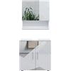 Vicco Set mobili bagno Irma, Bianco lucido con inserti, 80 cm | composto da specchio da bagno e mobile sottolavabo