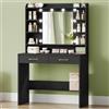 Hzuaneri 80cm Toeletta da Trucco, con specchio e luce LED, Moderno con Specchio, Postazione Make-up con Mensole Aperte e 2 Cassetti, per camera da letto, soggiorno, 40 x 80 x 149cm, Nero DT08206XEU