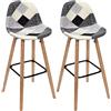 Toilinux.com Set di 2 sgabelli da bar Patchwork, colore: nero e grigio