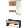 Vicco Armadio da ingresso Selena, Antracite/Artisan, 90 x 40 cm | 4 parti, per montaggio a parete per un'organizzazione salvaspazio nell'ingresso