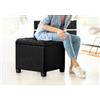 IlGruppone Pouf Poggiapiedi Cubico XXL Con Contenitore Integrato Cubo Imbottito Lino 45Cm Piedini legno Panca Moderna Cassapanca Soggiorno Panchina Ingresso Scarpiera Sgabello Grande - Nero6