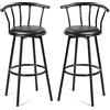 COSTWAY Sgabello Alto, Girevole a 360°, Set di 2 Sedie da Bar con schienale e poggiapiedi, 101,5 x 56 x 55 cm, Portata Massima 150 kg (Nero)