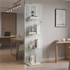 TIMORWTF Vetrina in vetro con striscia luminosa a LED, armadio moderno 4 ripiani porta, vetrina da parete per collezione, bianco, 163 x 40 x 35 cm