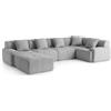 MILYsofa Divano modulare angolare 5 posti con penisola, tessuto chenille, fodere dei cuscini removibili (Grigio Minerale, 5 posti con penisola)