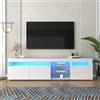 MURUL Mobile TV moderno bianco con pannello luminoso, per soggiorno e sala da pranzo, 180 cm, illuminazione LED variabile (bianco)
