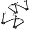 Eikuavons Set di supporti per moto anteriore e posteriore, supporto per moto con 4 ruote, piattaforma elevatrice per moto, stabilità, capacità di carico fino a 300 kg (Nero)