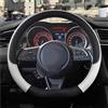 DZSHONGXINSM Copri Volante Per Suzuki Per Swift 2017-2021 D Shape Coprivolante Auto In Microfibra Pelle + Accessori In Fibra Carbonio Custodia Volante Auto(BIANCO)
