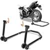 Eikuavons - Supporto per moto/sollevatore posteriore con doppie ruote, larghezza regolabile, adatto per lavori di montaggio per moto fino a 300 kg, stabilità (Nero)