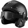 EBAYIN Casco vintage retrò Scooter Casco jet ciclomotore Casco mezzo casco in pelle 3/4 con visiera Casco aperto per uomo e donna Certificazione DOT ECE,A-S=(55~56cm)