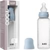 Bibs Biberon Baby BIBS 270 ml - Tettarella in silicone - Anti-coliche, senza BPA, tettarella tonda, flusso medio, leggero e facile da pulire, per neonati 0+ anni - Baby Blue