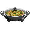 BEPER P101COS100 Wok Elettrico 33 cm, 1500W, Rivestimento Antiaderente in Ceramica, Capacità 5 Litri, con Termostato Regolabile, Coperchio in Vetro