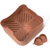 Elalove Accessori da forno per friggitrice ad aria calda - Stampo in silicone riutilizzabile Air Fryer 20 cm con manici e guanti - Per una sana frittura senza cottura
