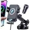 MOKPR 15 W Caricatore Ricarica Wireless Auto, Supporto Cellulare Auto Wireless con Auto-Bloccaggio con Clip per Prese d'aria/Pannello Strumenti per iPhone 16/15/14/13/12, Samsung Huawei Xiaomi