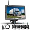 podofo Kit di quattro telecamere posteriori 1080P HD senza fili, monitor LCD da 7 pollici con 4 telecamere di backup per rimorchi camper camion auto bus, linee guida, IP68, visione notturna, 12V-36V