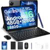 POPUX P11 Tablet Android 16, Tablet 11 Pollici con 48 GB RAM + 128 GB ROM/TF 2 TB, T7250 Tablet con Tastiera, Display 90Hz, 8800mAh, Gemini AI, Widevine L1, Face ID, WiFi5, Penna, tastiera, Nero