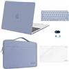 MOSISO Custodia Compatibile con MacBook Air 13 Cover M1 2021 2020 2019 2018 A2337 A2179 A1932,Case per MacBook Air M1 Cover 13,3'' Pollici&Borsa&Copritastiera&Webcam Cover&Pellicola, Grigio Lavanda