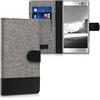 kwmobile Custodia Compatibile con Sony Xperia XA2 Cover Portafoglio - Case Chiusura Magnetica Portacarte Tessuto Similpelle grigio/nero