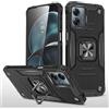 TECHGEAR Custodia per Moto G14 [Armatura rinforzata] Custodia protettiva resistente di grado militare con anello magnetico in metallo cavalletto antiurto cover per Motorola Moto G14 - Nero