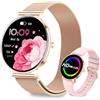 Fitoncloud Smartwatch Donna,8mm Ultra Sottile,1.32 AMOLED Smart Watches con 7 Giorni di Batteria,Chiamate BLE5.3,Frequenza cardiaca, SpO2, Sonno, Contapassi,IP68 Orologio Fitness per Android/iOS,Oro Rosa