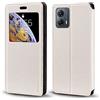 Shantime Custodia Flip in Pelle con Finestra Compatibile con Motorola Moto G53 5G, Display Visibile, Chiusura Magnetica Invisibile e Slot Carta(Bianco)